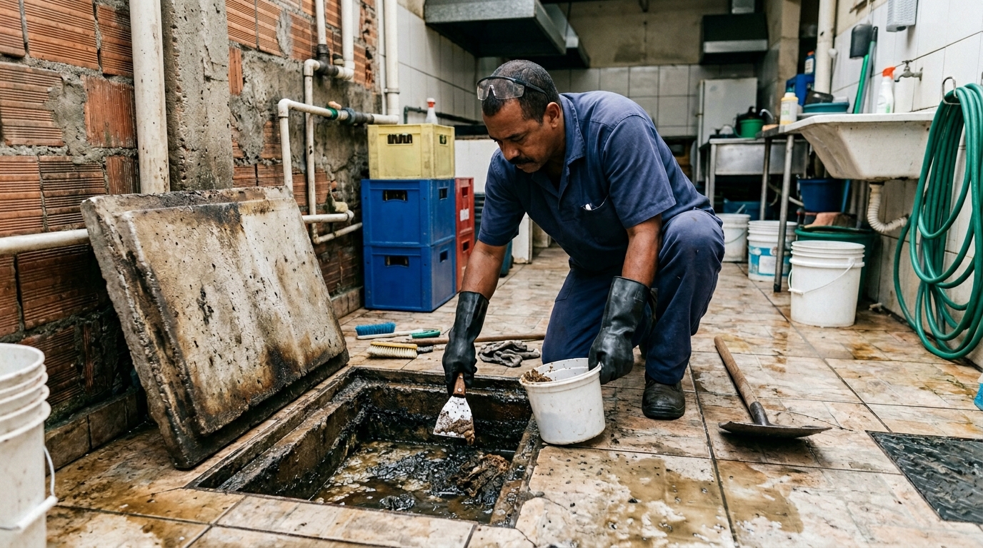 Limpeza de caixa de gordura residencial em Ribeirão Preto‑SP